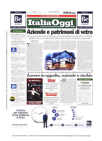 Italia oggi : quotidiano di economia finanza e politica